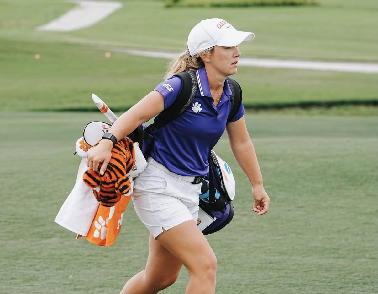 Chloe Holder walking the fairway during a Clemson golf tournament